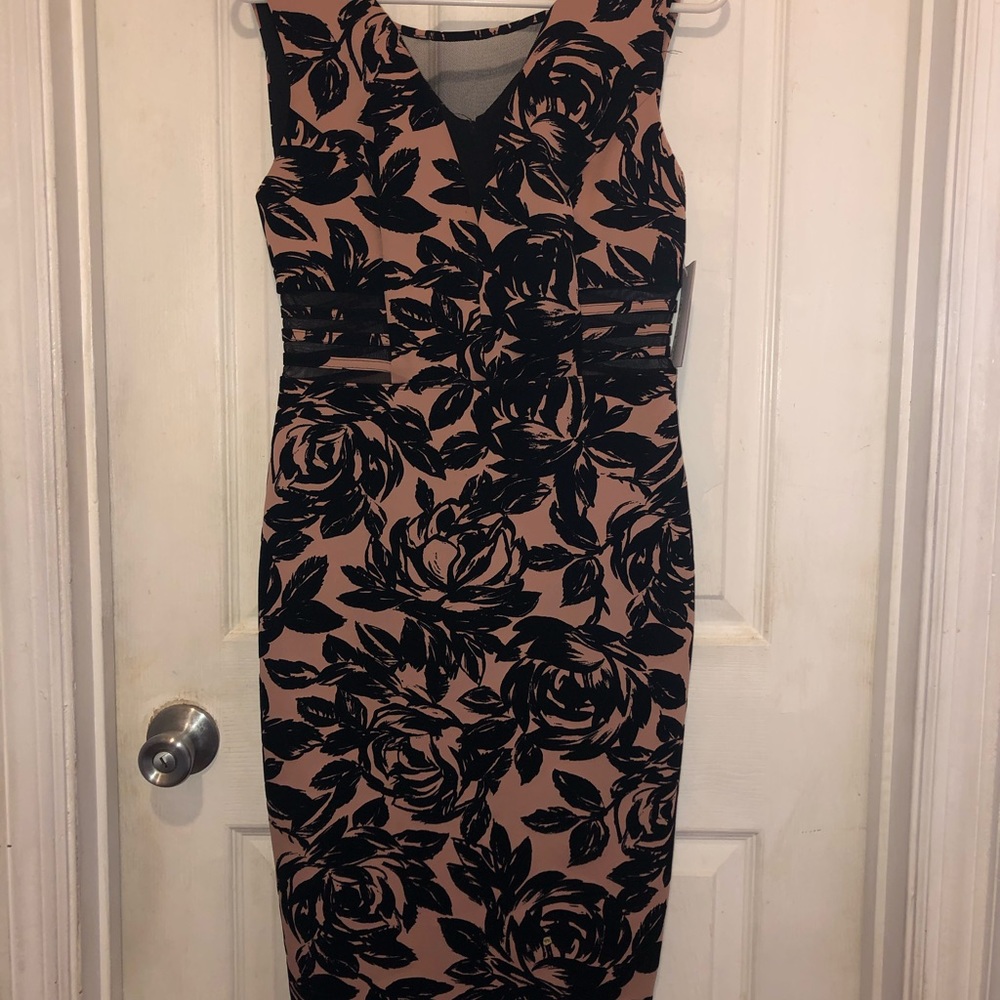 Midi pink and black dress